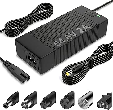 QKIIP 54.6V 2A Ebike Charger for 48V Lithium Battery, Universal Electric Bike Scooter Charger with 7 Plugs, Compatible with Ecotric City/Beach, Lectric XP 2.0/3.0, Evercross H5/H7