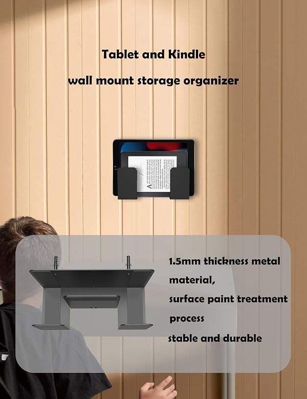 NOTMBESTM Universal Wall Mount for Laptop/Keyboard/Tablet/Kindle/Router/Modem/Cable Box Wall Shelf Holder Organizer Fit for Electronics Desk Side& Bedside Storage (Black) by NOTMBESTM - Image 3