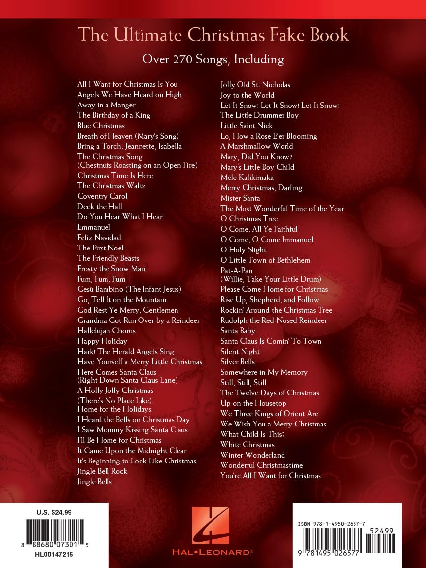 The Ultimate Christmas Fake Book, 6th Edition | Piano/Vocal/Guitar Sheet Music for Holiday Performances and Sing-Alongs | 270 Christmas Songs with Chords Lyrics and Melody for All Skill Levels