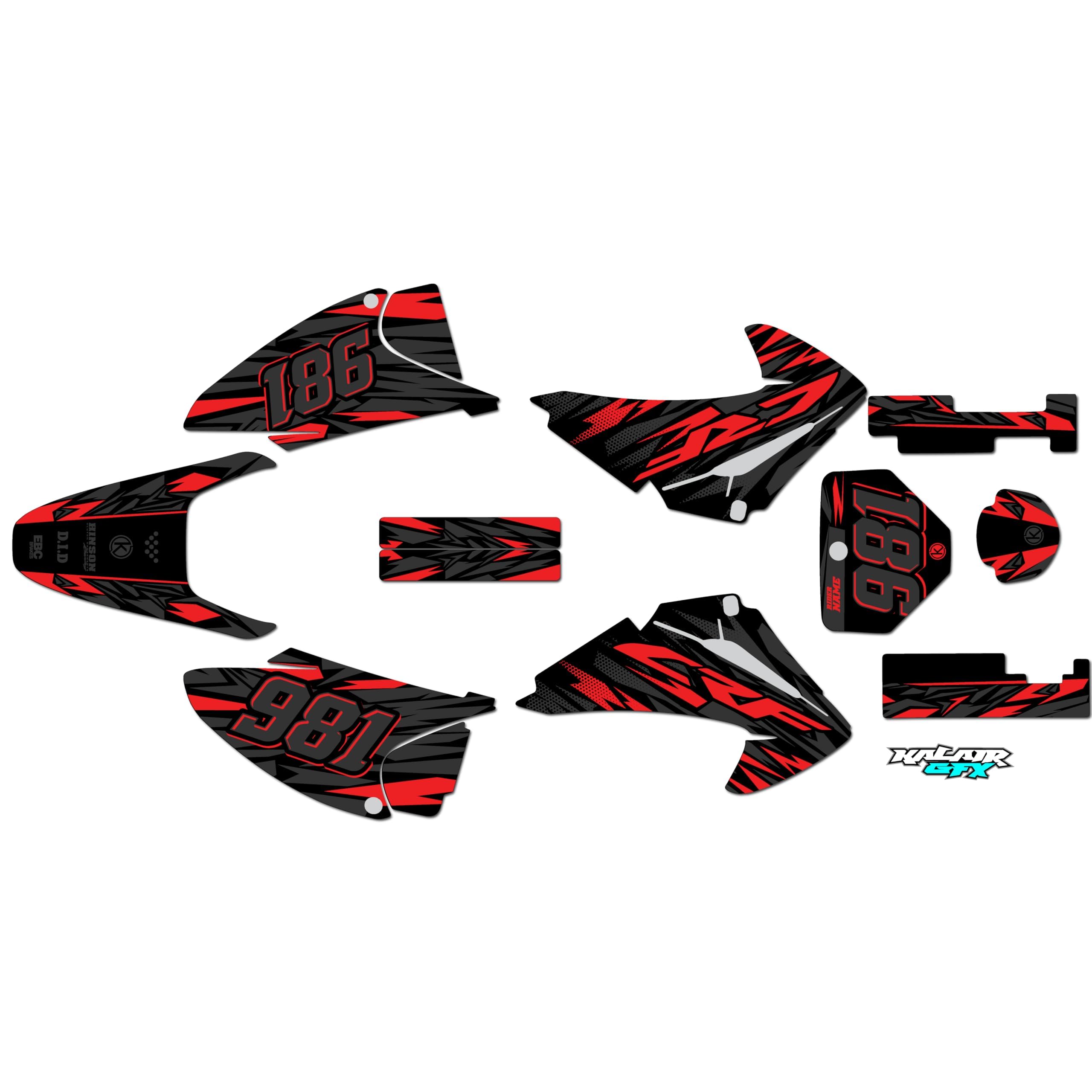 Kalair GFX Graphics Kit for Honda CRF 150F (2003-2007) Twitch Series Red 09 Mil - Dirt bike Custom Racing Graphics Decals Stickers Kit, no-plastics