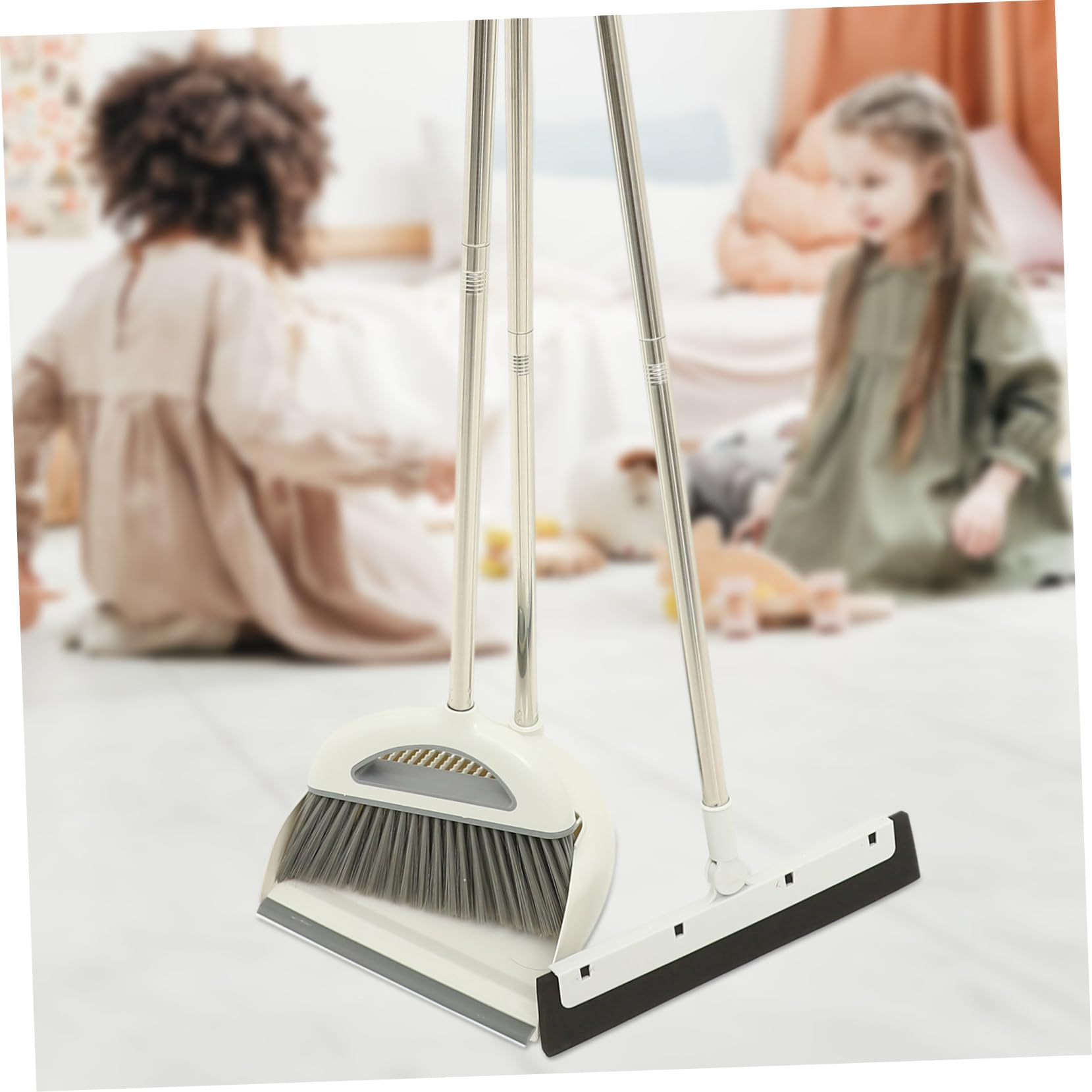 Gatuida 1set Scopa e Paletta per Pulizia della Casa Kit Completo per Pavimenti Piastrelle e Manico Lungo Materiale Resistente e Pratico per Rimuovere Polvere e Sporcizia Ogni Angolo