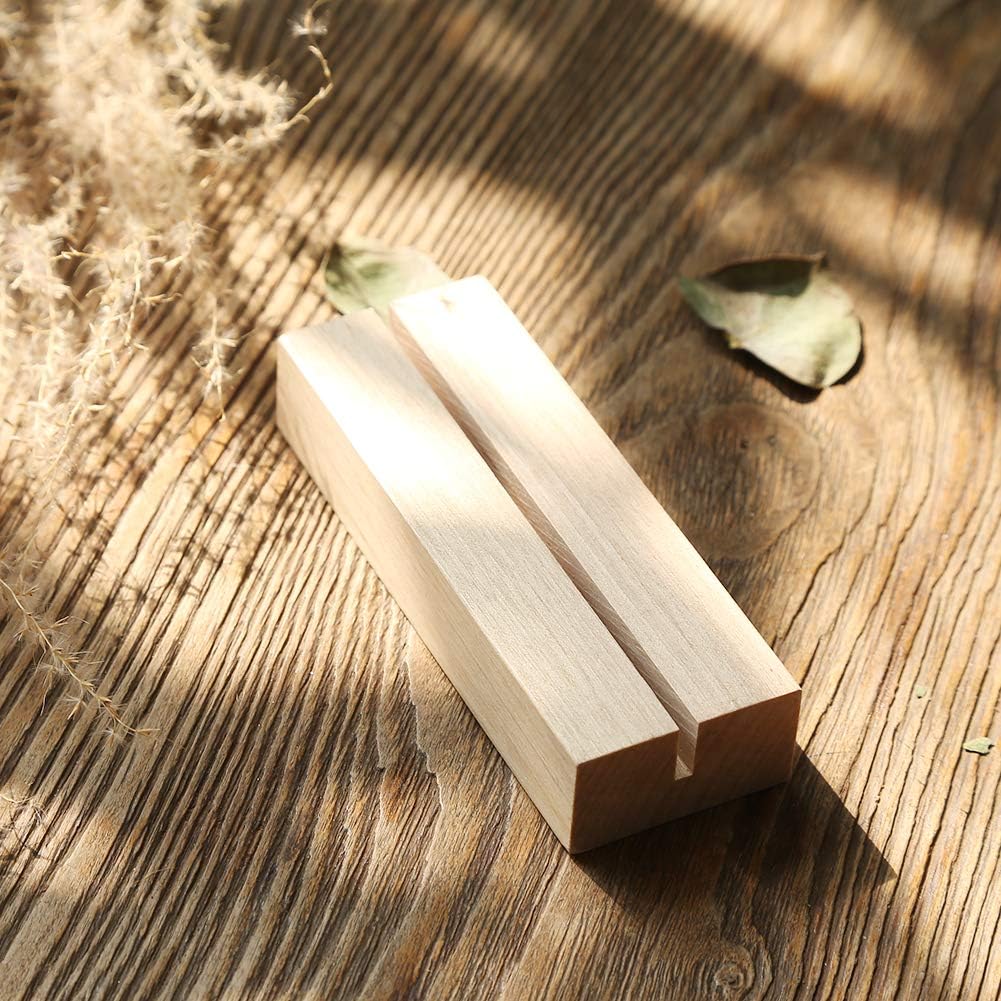 UNIQOOO 20 Pack 4" Wood Stands for Wedding Acrylic Sign, Wood Table Number Holders for 1/8 Thick Acrylic Sheets | Wedding Display Stand, Card Holder, Great for Bar Menu, Retail Sign, Party and Events