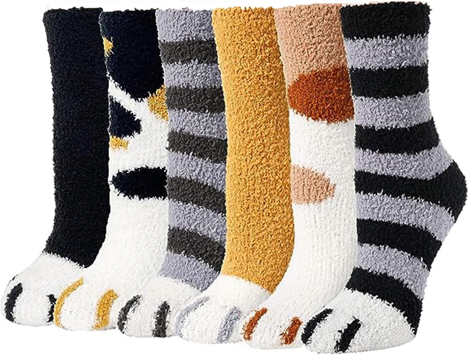 Womens Girls Cat Paw Fuzzy Socks Winter Fall Cozy Soft Slouchy Fluffy