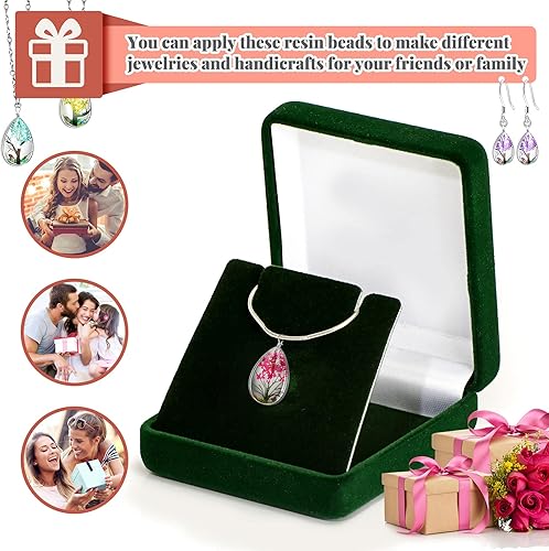 Miniatura 4 de 16 dijes colgantes de árbol de flores secas para hacer joyas, encajes, cuentas de resina de árbol de flores transparentes, colgantes de gota de