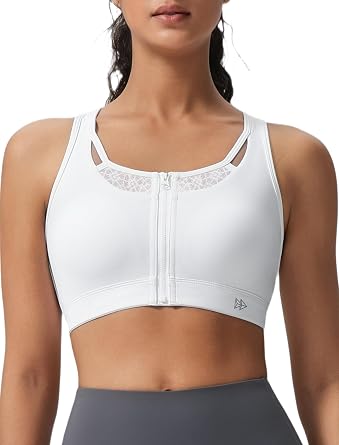 Yvette Zip Front High Impact Sports Bras for Women Supportive Running Bra