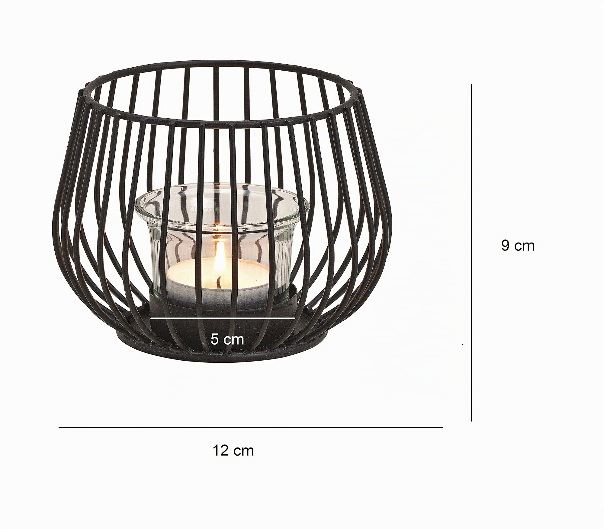 Teelichthalter 3X Deko Windlicht schwarz Metall 12x9 cm Outdoor (Metall 6) | Schmucks HOME kerzenhalter tischdeko wohnzimmer