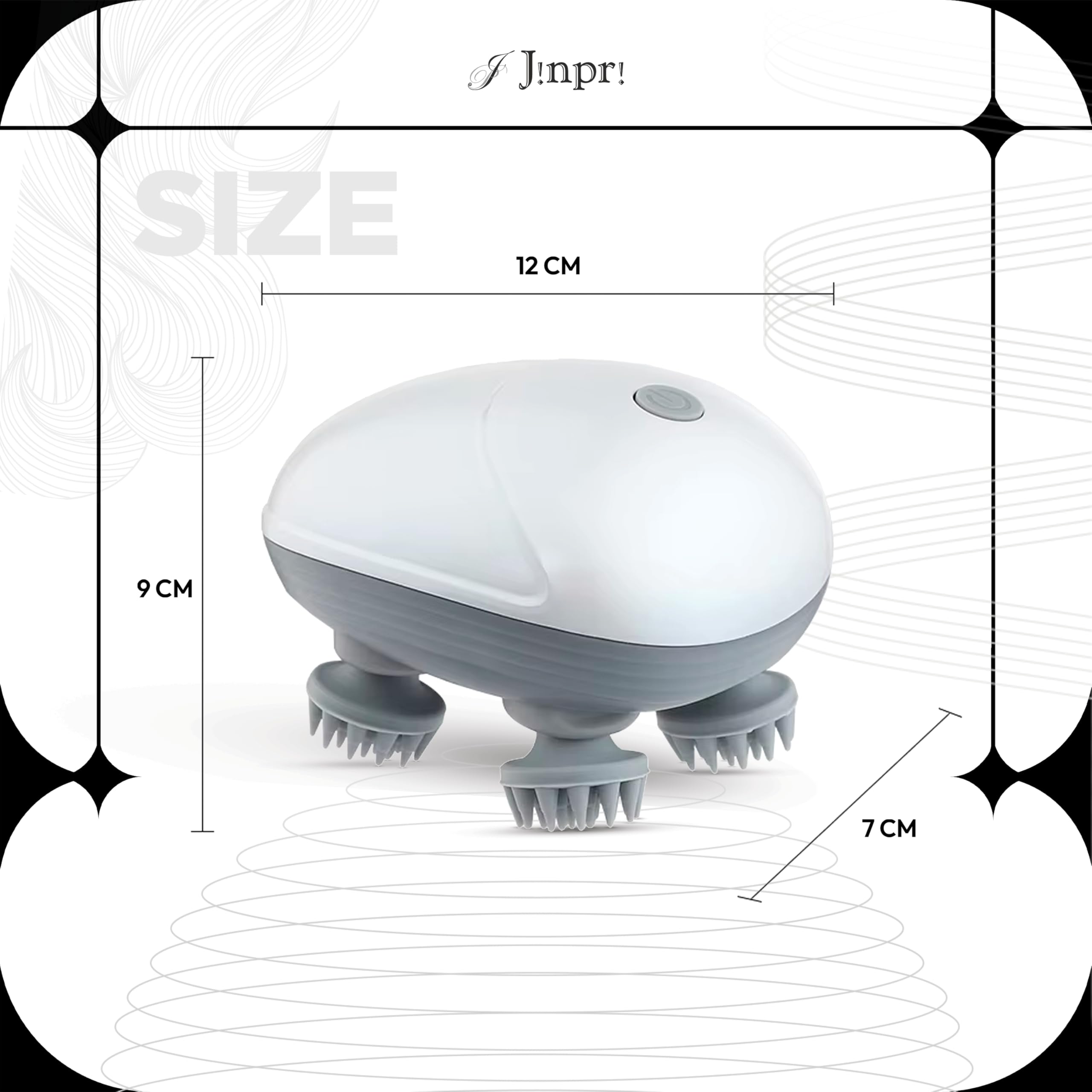 JINPRI Electric Head & Scalp Massager | Handheld Rechargeable Massager with 3 Speed Settings | Portable Stress Relief Device (Automatic), Transparent 2