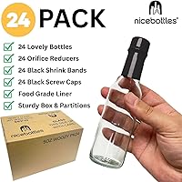 Vista 2 de nicebottles Botellas de salsa picante con tapas negras y bandas retráctiles, 5 onzas, paquete de 24