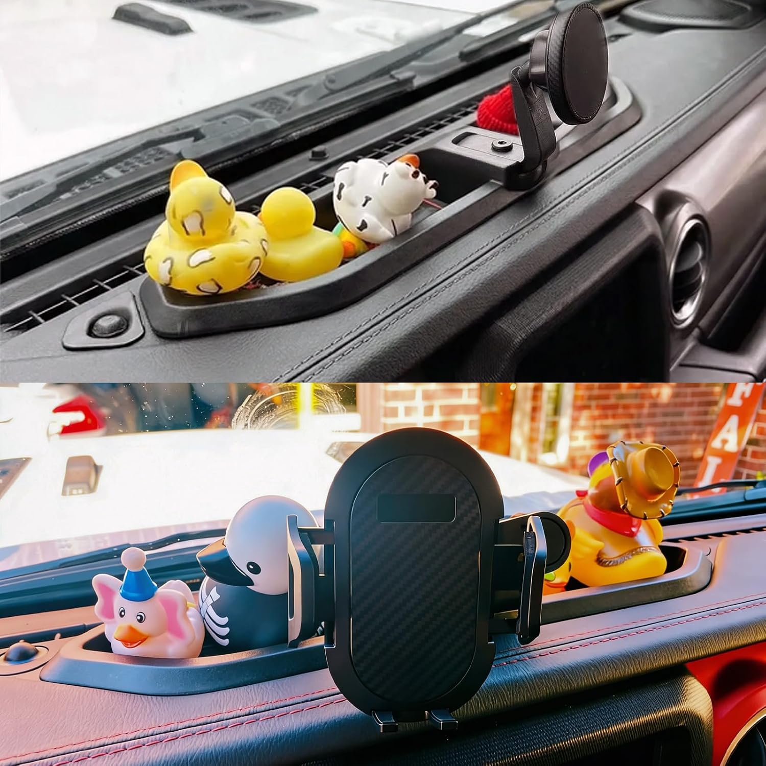 MuHize Car Phone Mount Holder for 2018-2023 Jeep Wrangler JL JLU & Gladiator JT, Upgraded Multi-Mount with Extension Arm, Metal Rod & Storage Tray – Interior Accessories, Not for 4xe