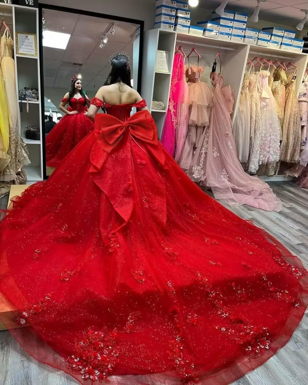 Ftupza 3D Floral Quinceanera Dresses Lace Beaded Party Gowns Off Shoudler Tulle Ball Gown for Sweet 15 16 Dresses - Image 5