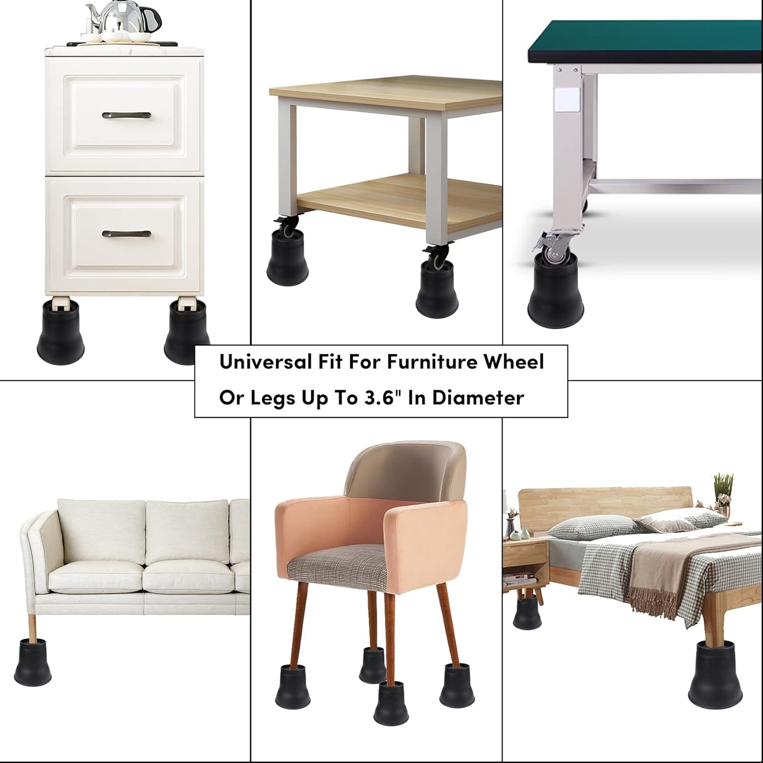 DEDU Bed Risers 6 Inch Heavy Duty 9 Pack, Furniture Risers with Caster Pads Supports Up to 6600 Lbs, Round Couch Risers for Sofas, Couch, Desk or Chair (Black)