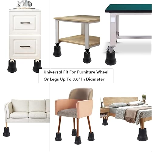 Miniatura 6 de DEDU Elevadores de cama de 6 pulgadas, resistentes, paquete de 4, elevadores de muebles con almohadillas giratorias que soportan hasta 6600 libras,