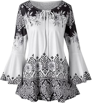 AILIEE Tunic Tops For Women Uk, Fashion Womens Plus Size Printed Flare  Sleeve Tops Blouses Keyhole T-Shirts Crop Top Going Out Tops Floaty Tops  Funny T Shirts Ladies Party Tops : Amazon.co.uk:
