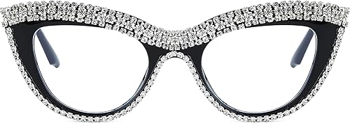 Miniatura 9 de FEISEDY Gafas de bloqueo de luz azul con diamantes de imitación de ojo de gato para mujer, de gran tamaño, antifatiga ocular, marco B2358
