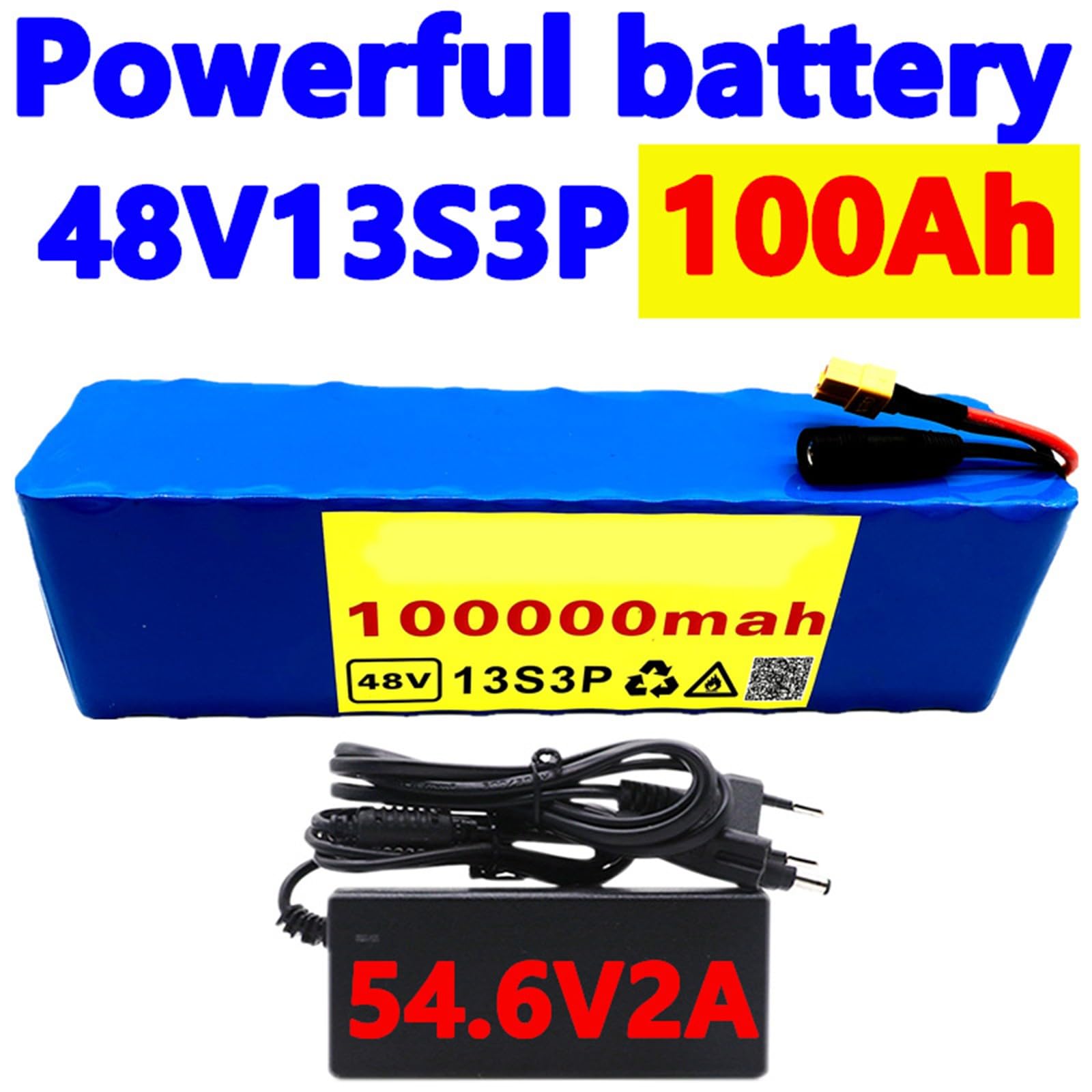 48 V 100ah 18650 akumulator litowo-jonowy do roweru elektrycznego, 13 serii 3 równoległe + ładowarka, do motocykla elektrycznego EKike XT60 Plug