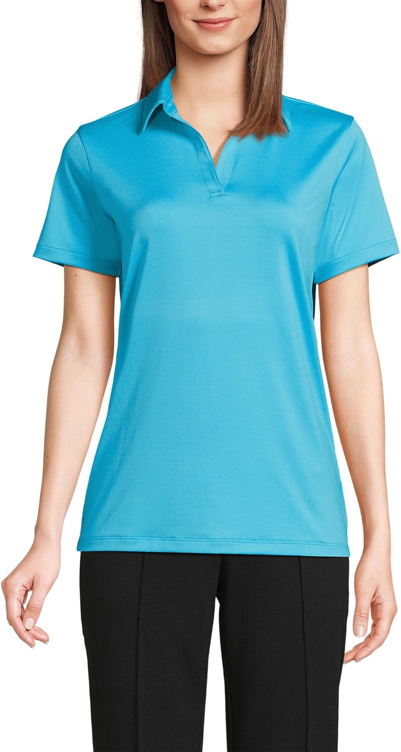 Lands' End Women's Short Sleeve Rapid Dry Sport Neck Polo Shirt