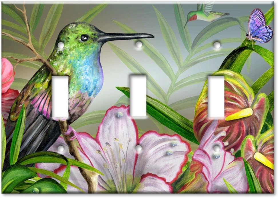 Art Plates - Hummingbird at Rest Switch Plate - Triple Toggle