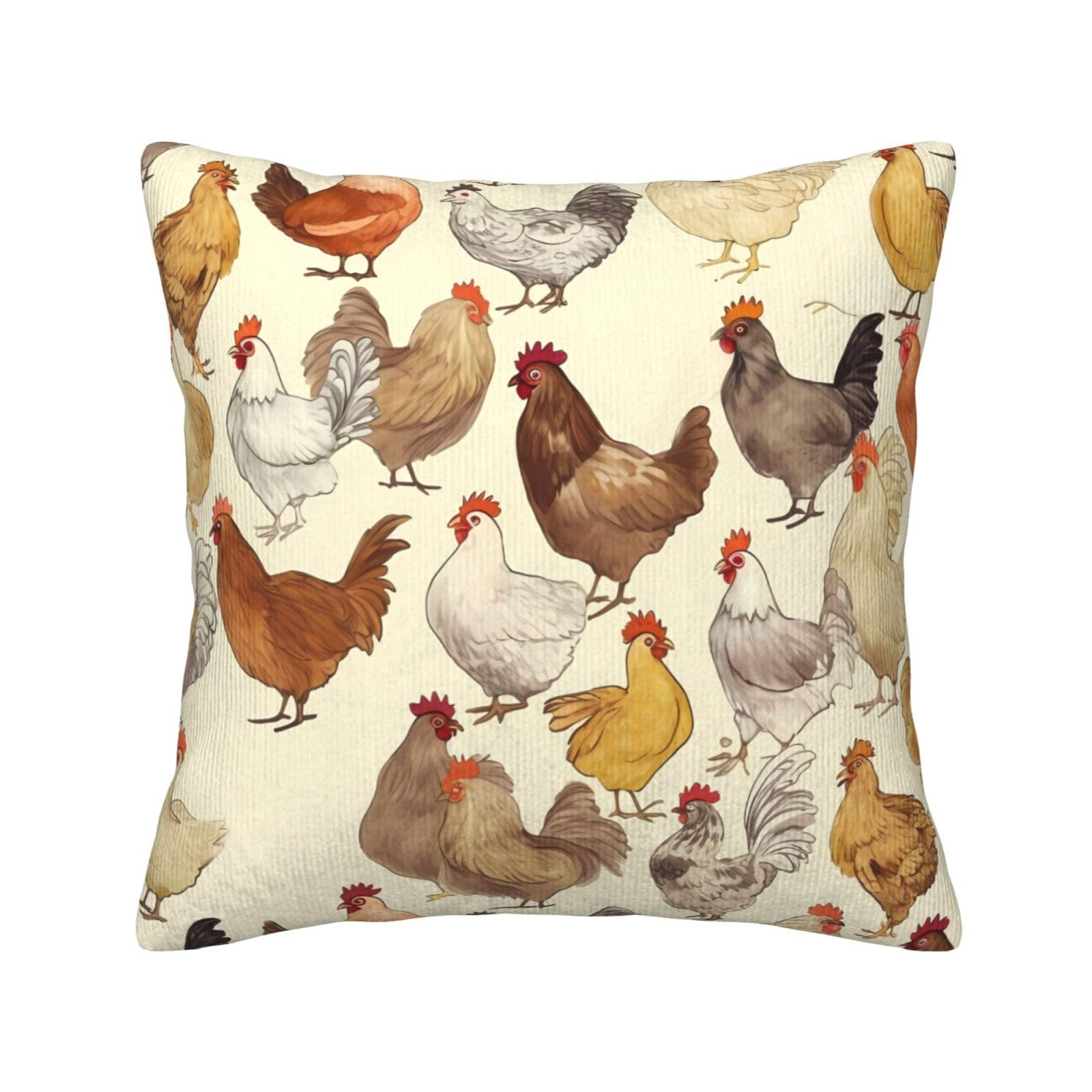 Housse de coussin velours côtelé poules pour protéger et embellir votre canapé