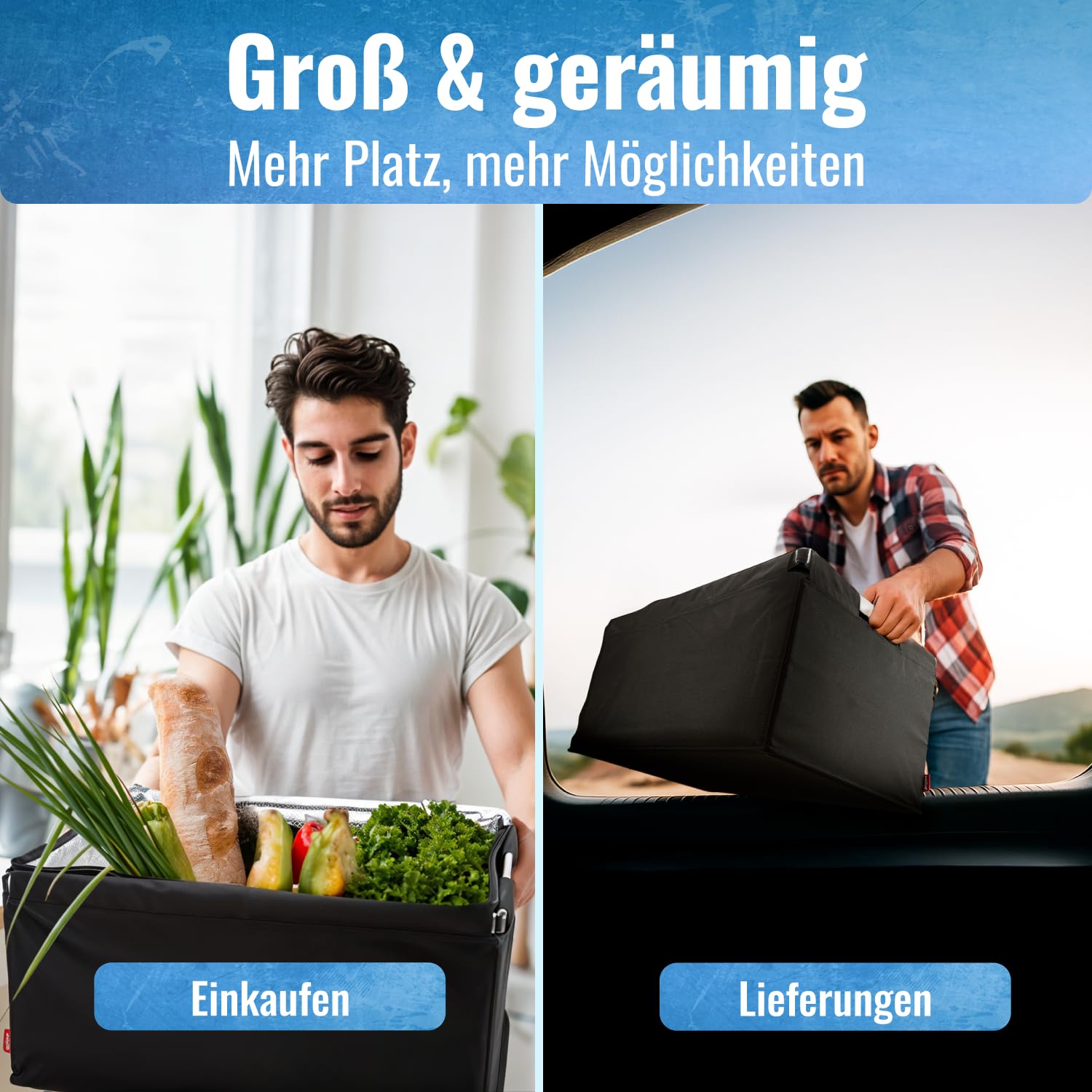 achilles Transportbox mit Kühlfunktion, Einkaufskorb mit Kühleinsatz, Kühlkorb groß, Einkaufskorb, klappbarer Kühlkorb, klappbare Kühlbox