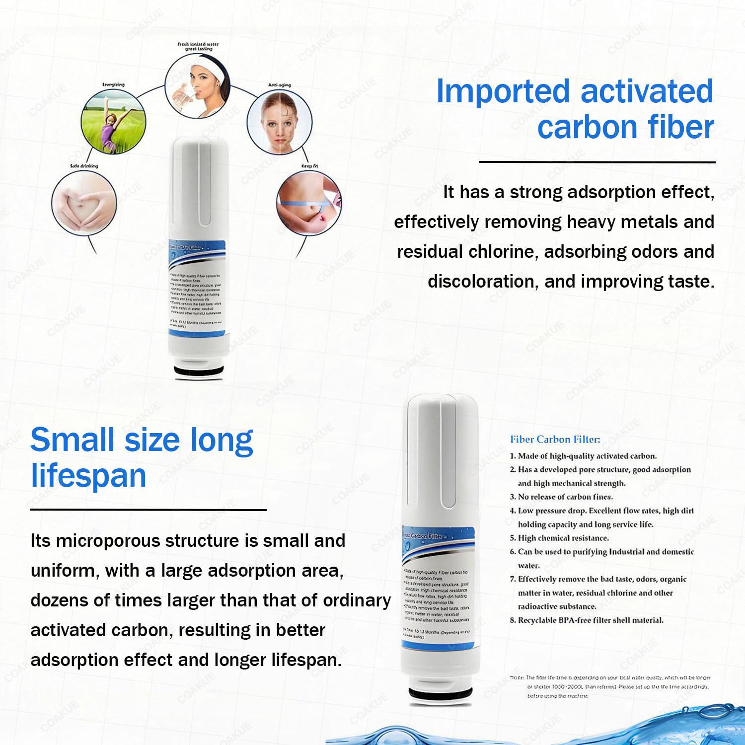 Filtro di Ricambio per ionizzatore d'Acqua alcalina AG7.0, capacità 8000 Litri, Filtro di Ricambio per meccanismo di filtrazione dell'Acqua Domestica.