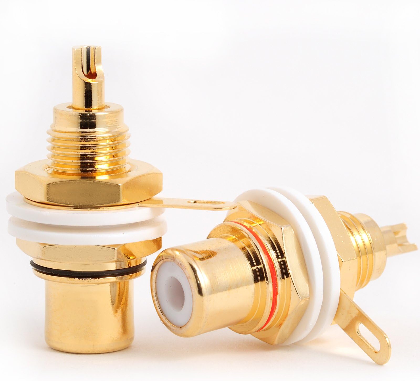4 Gold Plated Phono RCA Chassis Sockets - Audio & Video Panel Mount Connectors PHOSOC01