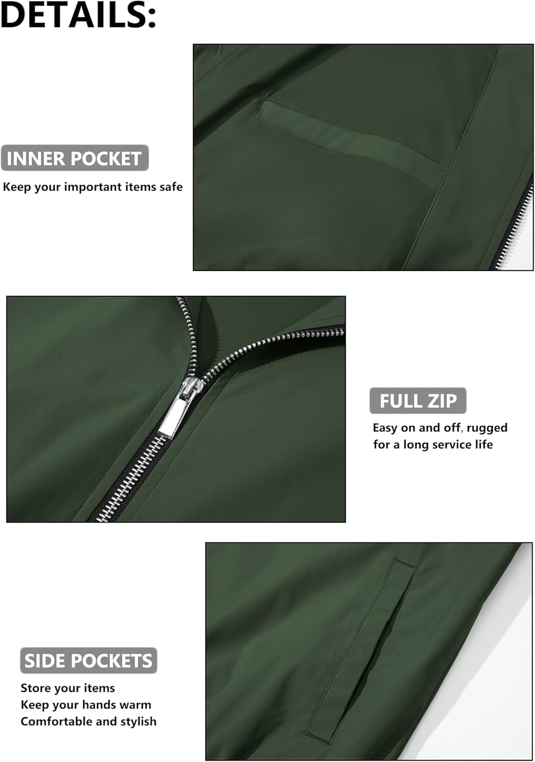 MAGCOMSEN Men's Bomber Jacket Lightweight Casual Zip Up Windbreaker Spring Fall Golf Coat with Pockets - Image 7