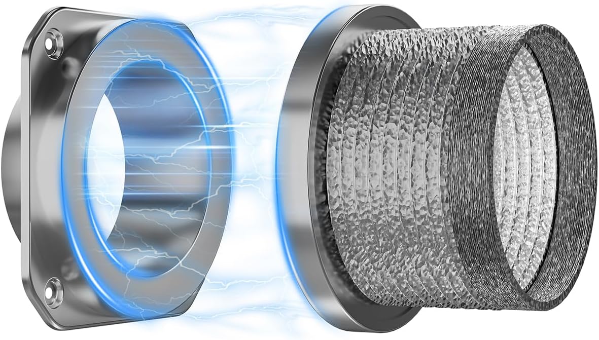 Magnetic Dryer Vent Connector Kit DV180, 4 Inch Dryer Vent Hose with Magnetic Coupling & Aluminum Duct, Leak-Resistant, Heat-Resistant, Flexible, Easy to Install and Clean, for Most Dryer