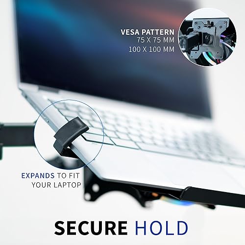 Vista 6 de VIVO Bandeja universal ajustable para laptop de 12 a 15.6 pulgadas con ventilador RGB, compatible con brazos de monitor compatibles con VESA, negro