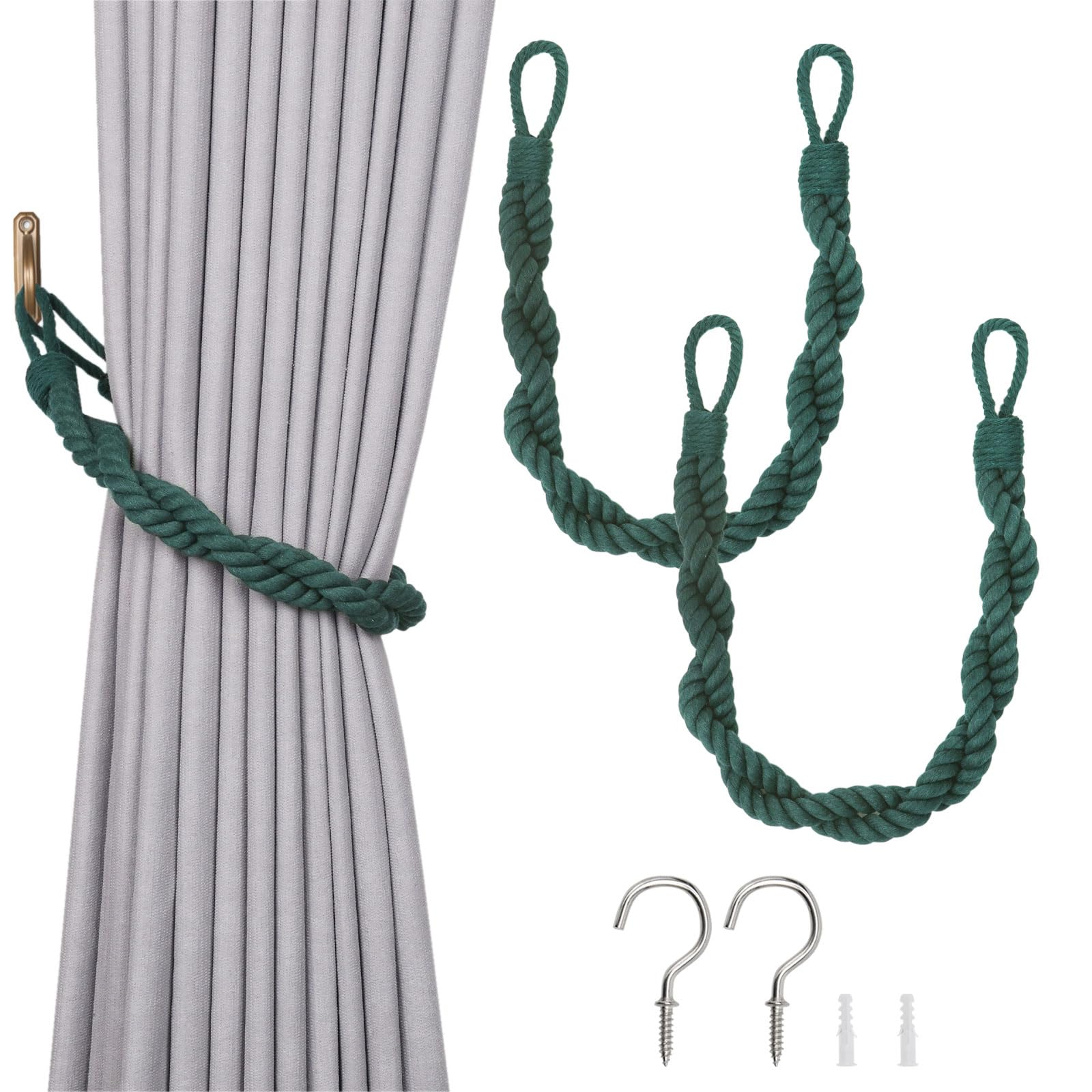 Pretty Jolly Boho Cotton‑Rope Tiebacks, Hand‑Woven Double‑Rope — image 1