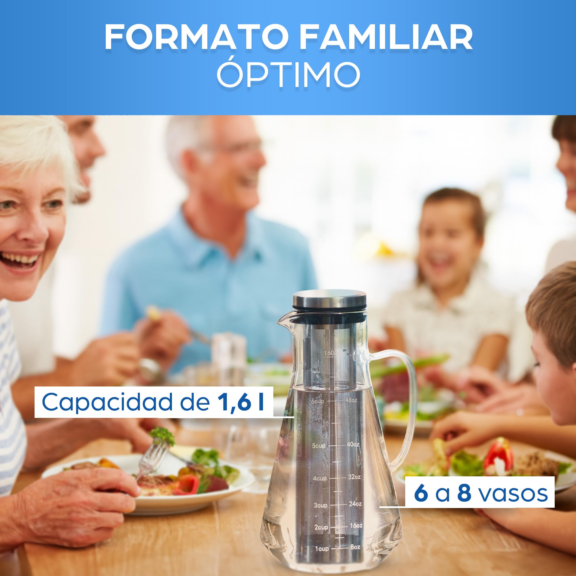 ORINKO® Jarra Cristal con Tapa 1,6L - Jarra de Agua Cristal para Infusiones - Ideal para Té, Limonada y Sangría - Jarra de Vidrio para Nevera - Diseño Elegante y Práctico para el Hogar