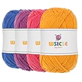 4 PCS Soft Crochet Yarn - 560 Yard Assorted Colors Fluffy Yarn for Hand Knitting - 1 Skein/140 Yard-Neon