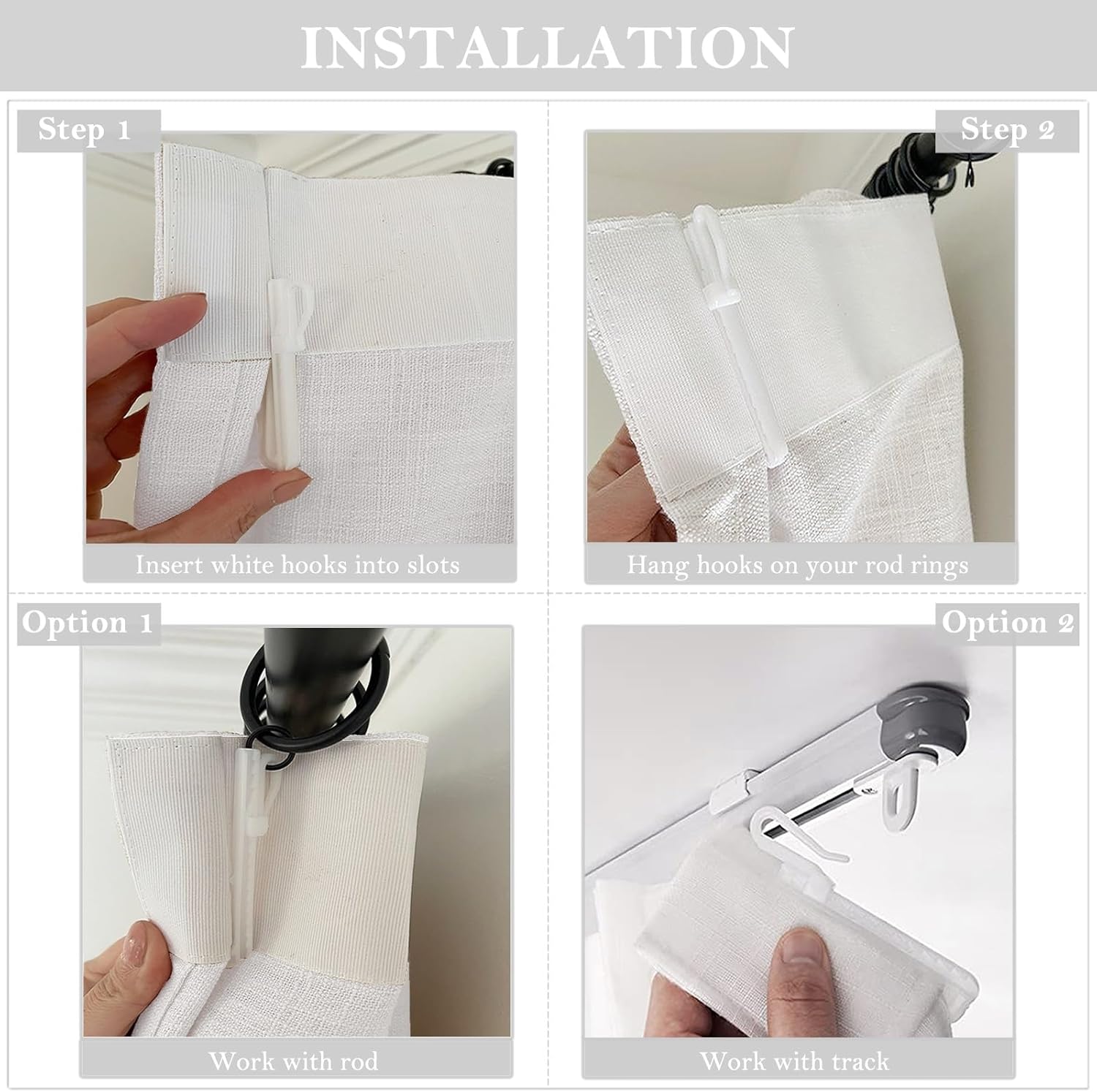 50W x 90L inch Pleated Black Out Curtains Pinch Pleat Room Darkening Insulated Curtains with White Backing for Bedroom, White, 1 Panel