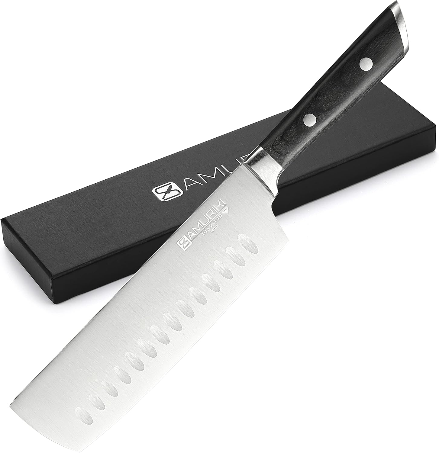 Nakiri Knife – Ultimate 7-inch Vegetable Knife with Granton Edge, High Carbon Stainless Steel Nakiri Knife – Ultimate 7-inch Vegetable Knife with Granton Edge, High Carbon Stainless Steel