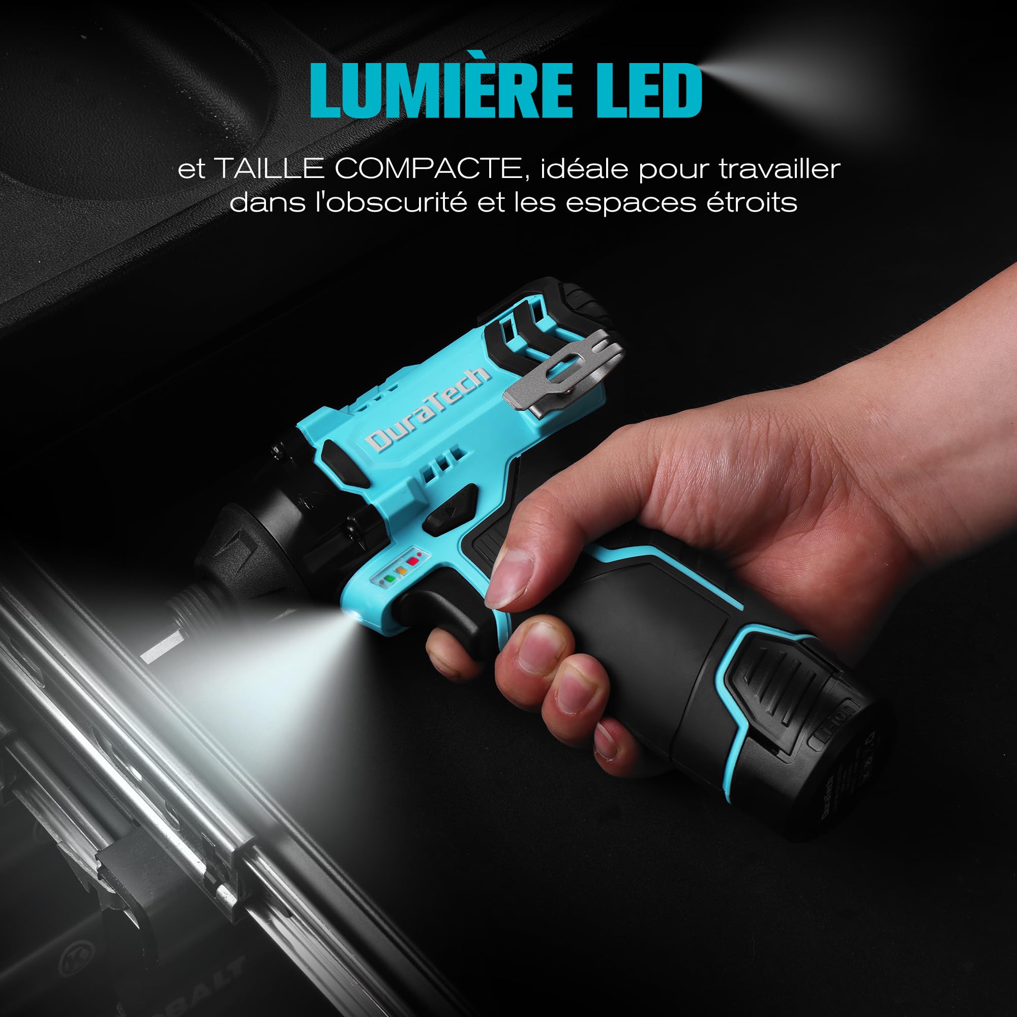 DURATECH Visseuse à Choc sans Fil 12 V 2,0 Ah 100 N.m 2400 tr/min Mandrin Rapide 6 mm