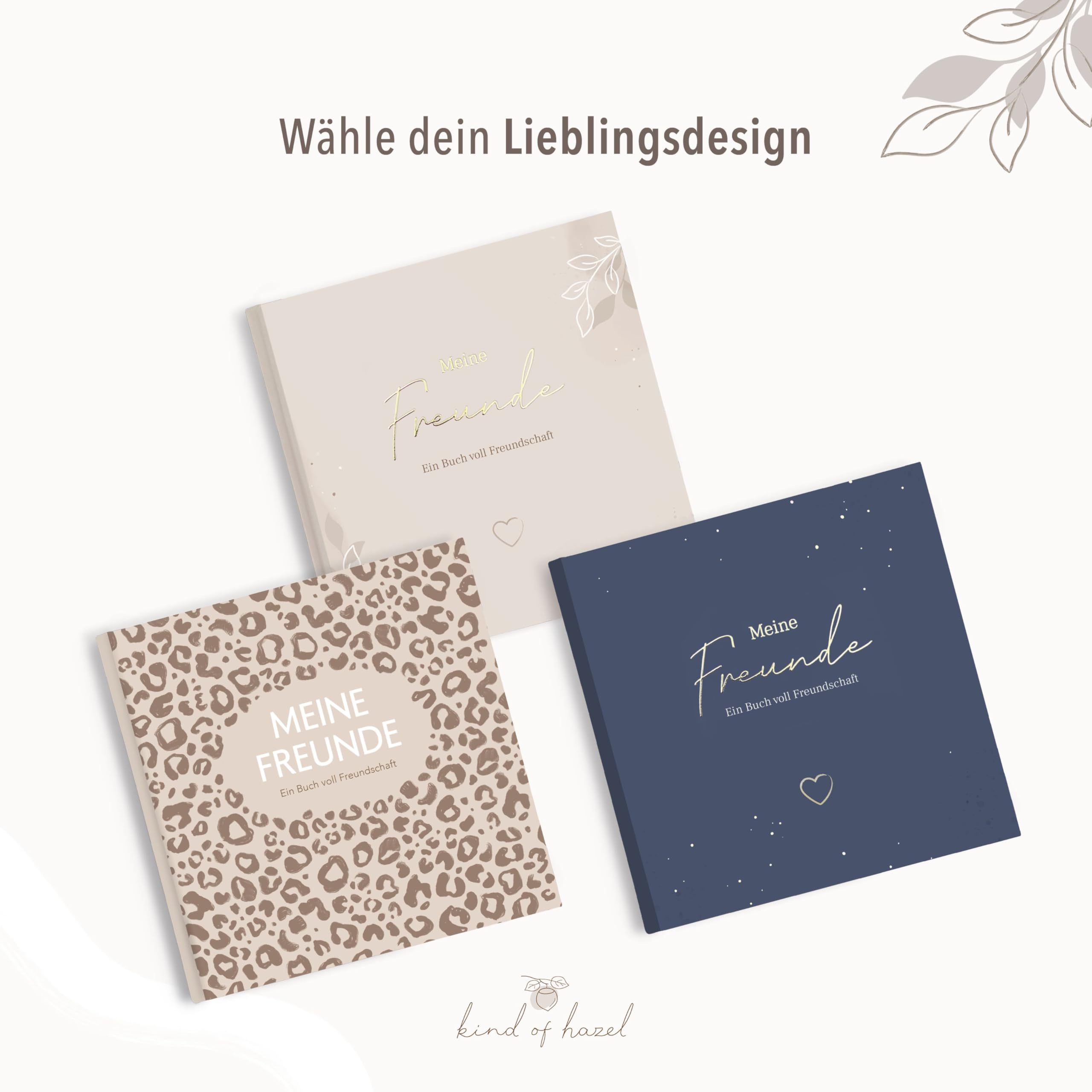 KIND OF HAZEL Freundebuch für Erwachsene – Poesiealbum zum Ausfüllen für beste Freundin, Kollegin, Abschied, Geburtstag – Gästebuch, Bucket List, Erinnerungsbuch – Leo Muster