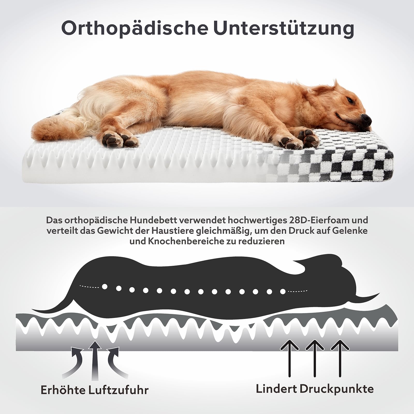 JOEJOY Hundebett Für Kleine Hunde & Katzen – 50,8x48,3 Cm, Orthopädisch, Mit Rutschfester Unterseite