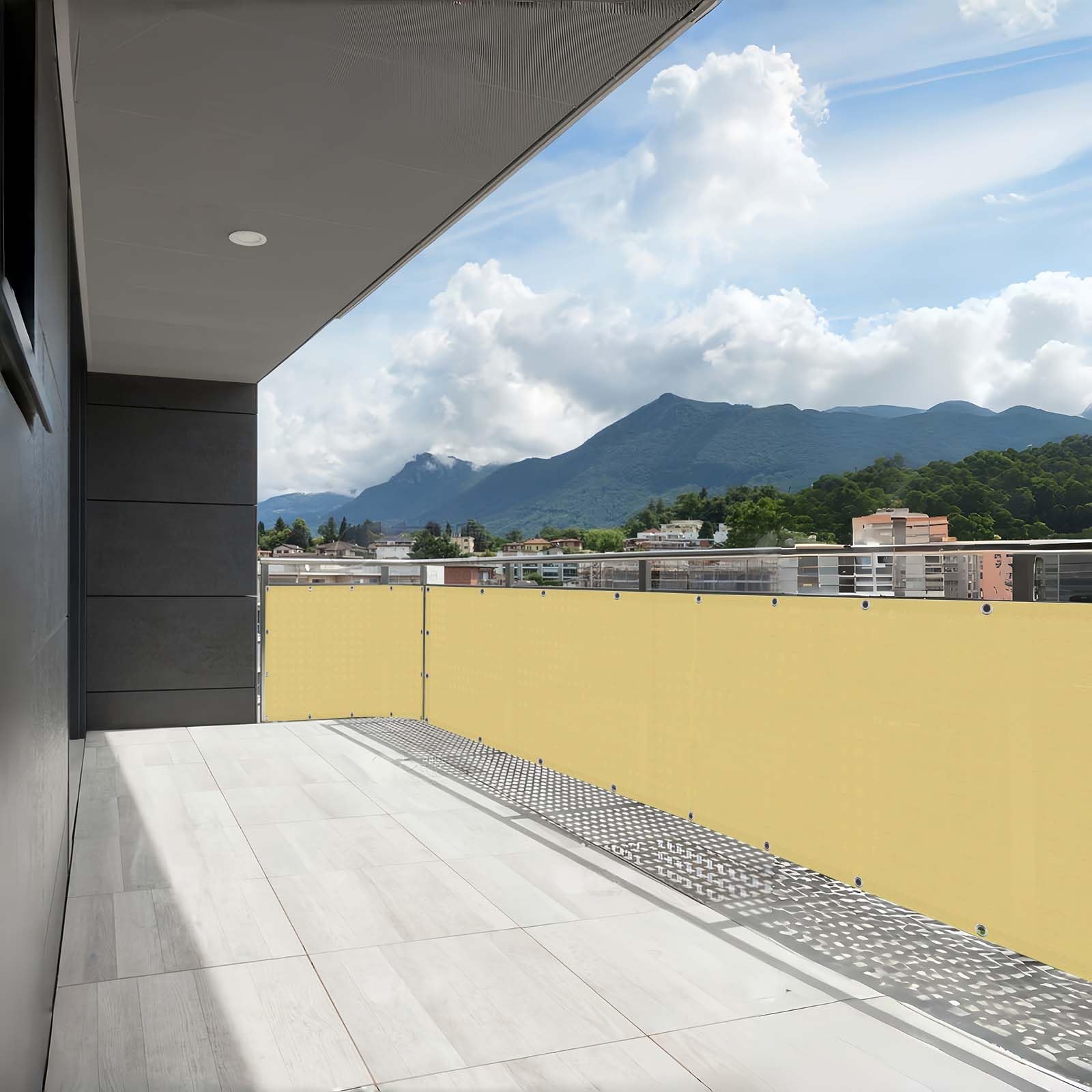 Cache vue balcon pour l'ombre du patio brise-vue 150x610 résistant aux intempéries jaune