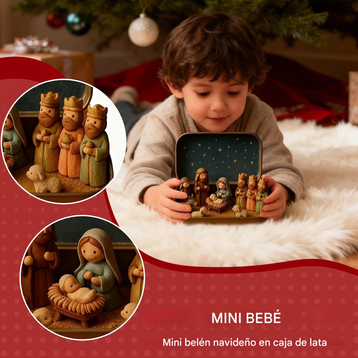 Belén En Caja De Hojalata - 13x2,5x8cm Figuras Belén En Caja De Lata Mini, Juego De Beléns En Miniatura, Sagrada Familia Figuras Navideñas En Cajas De Hojalata, Regalo Para Amigos Escritorio Estante