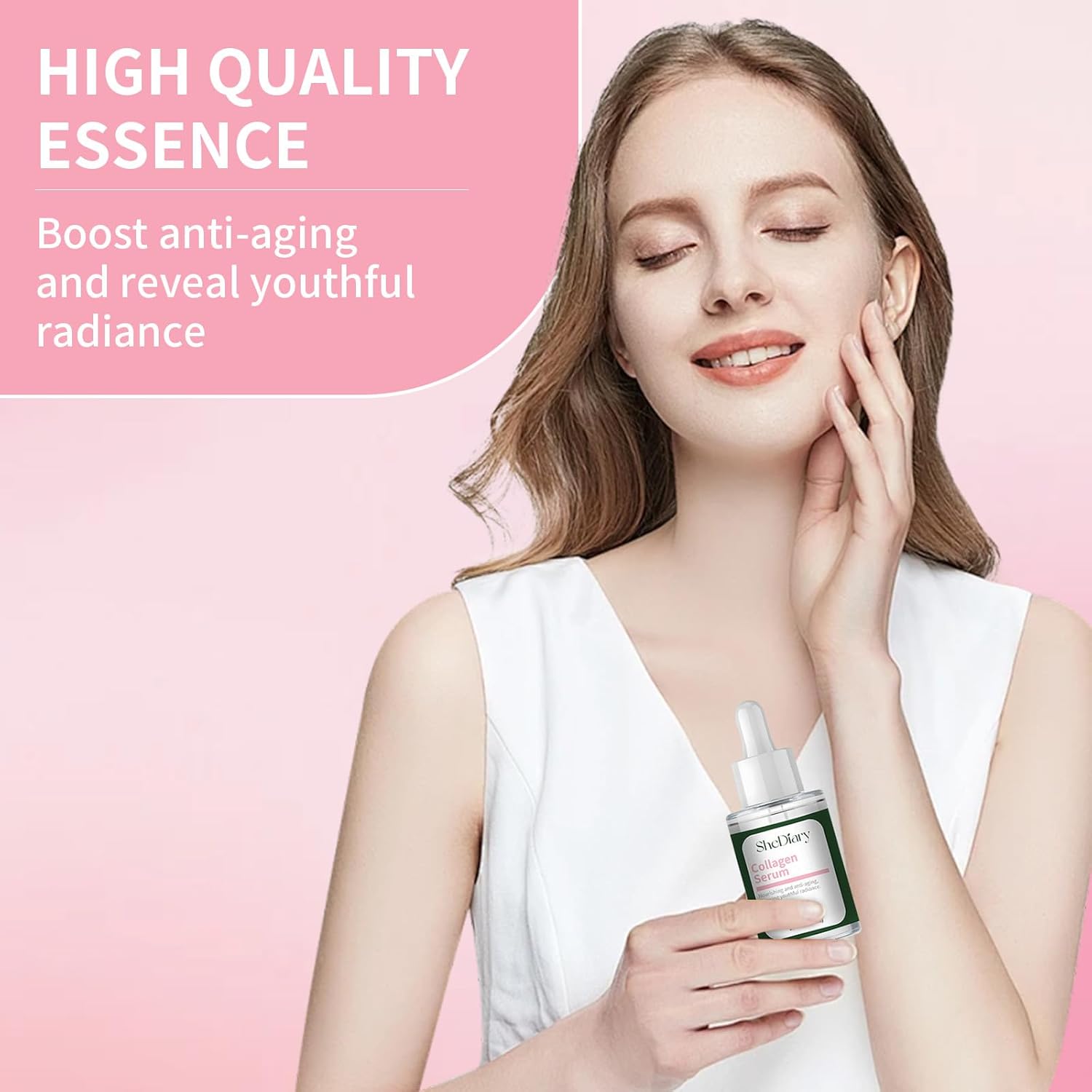 SheDiary Advanced Collagen Serum for Face - Anti-Aging Treatment to Reduce Wrinkles, Firm & Lift Skin, Brighten Tone & Provide Intense Hydration - For All Skin Types