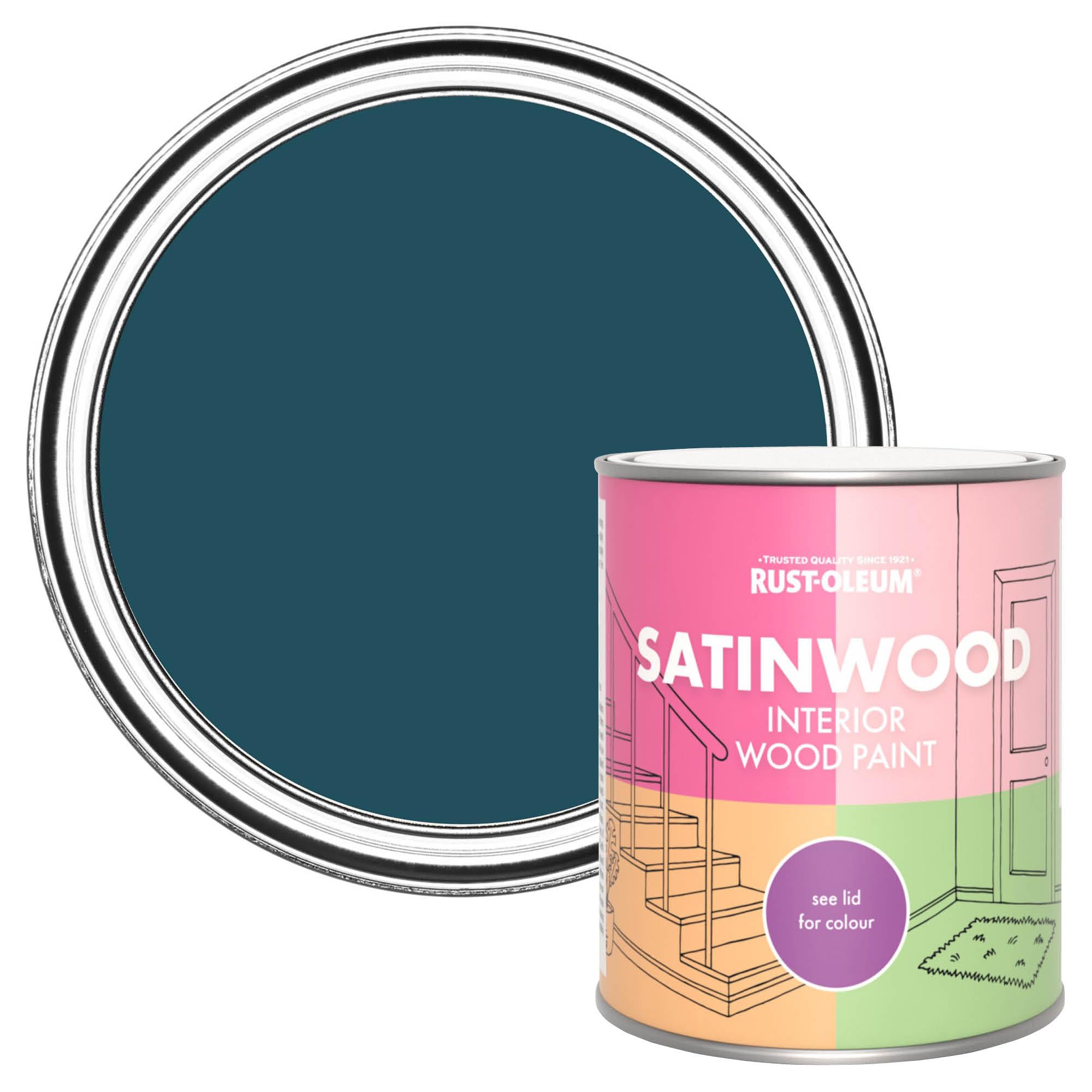 Rust-Oleum Commodore Blue Blue Satinwood Interior Wood Paint - 750Ml