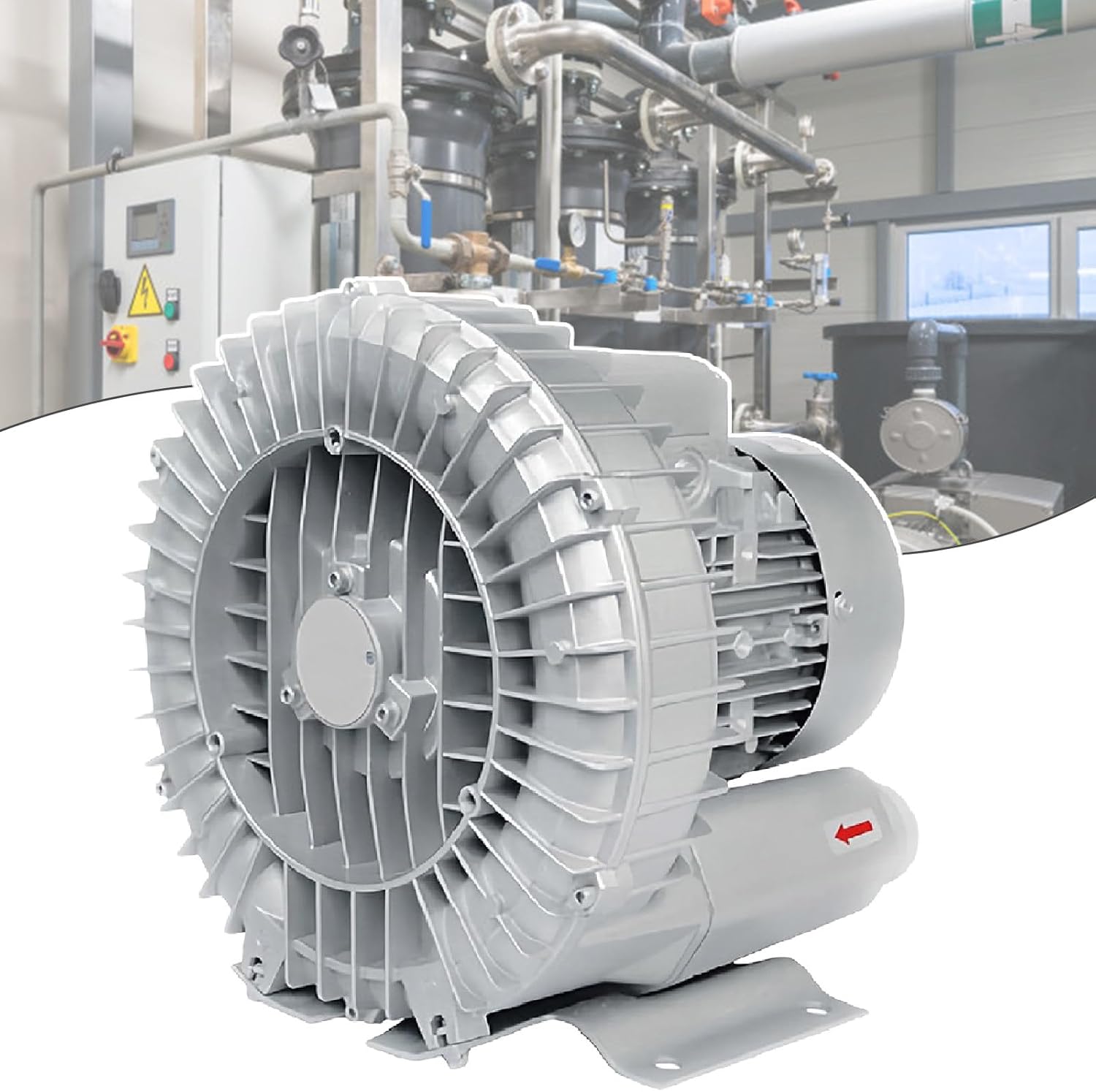 370W Regenerative Blower 220V Three Phase, High-Efficiency Vortex Ring Blower, Industrial Vacuum Pump for Air Blowing & Suction, Powerful 3-Turbine Design