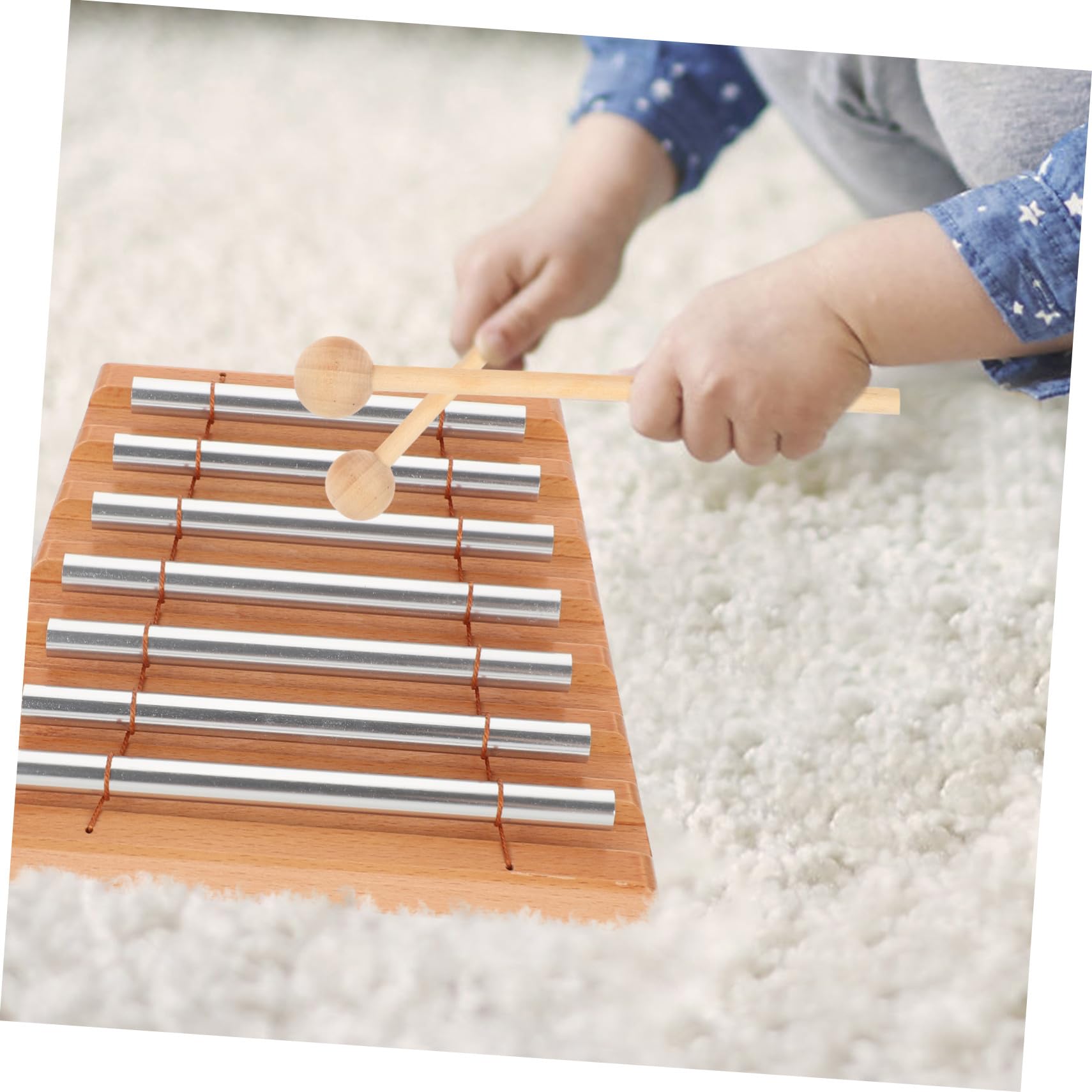 ORFOFE Campanelli a Percussione in Legno a 7 Note per Ragazzo Ragazza, Set Musicale per Insegnamento e Gioco Educativo in Classe