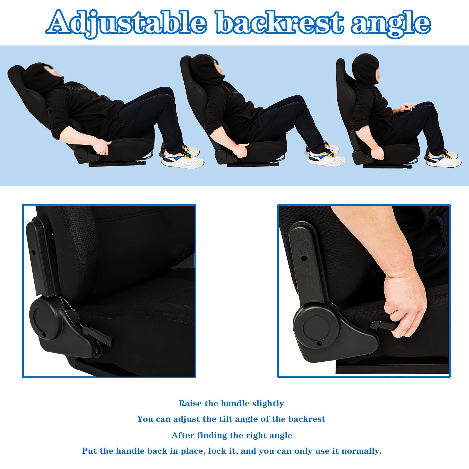 Asiento de carreras con diapositivas de doble bloqueo, asiento transpirable para juegos | Ajuste ajustable a la mayoría de cabinas de simulador de carreras (soporte para volante no incluido)