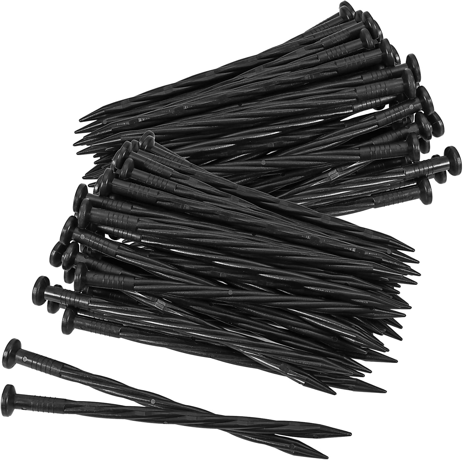 SINJEUN 200 PCS 8 Inch Plastic Edging Nails, Spiral Landscape Anchoring Spikes, Garden Edging, Weed Barriers, Turf, Tent