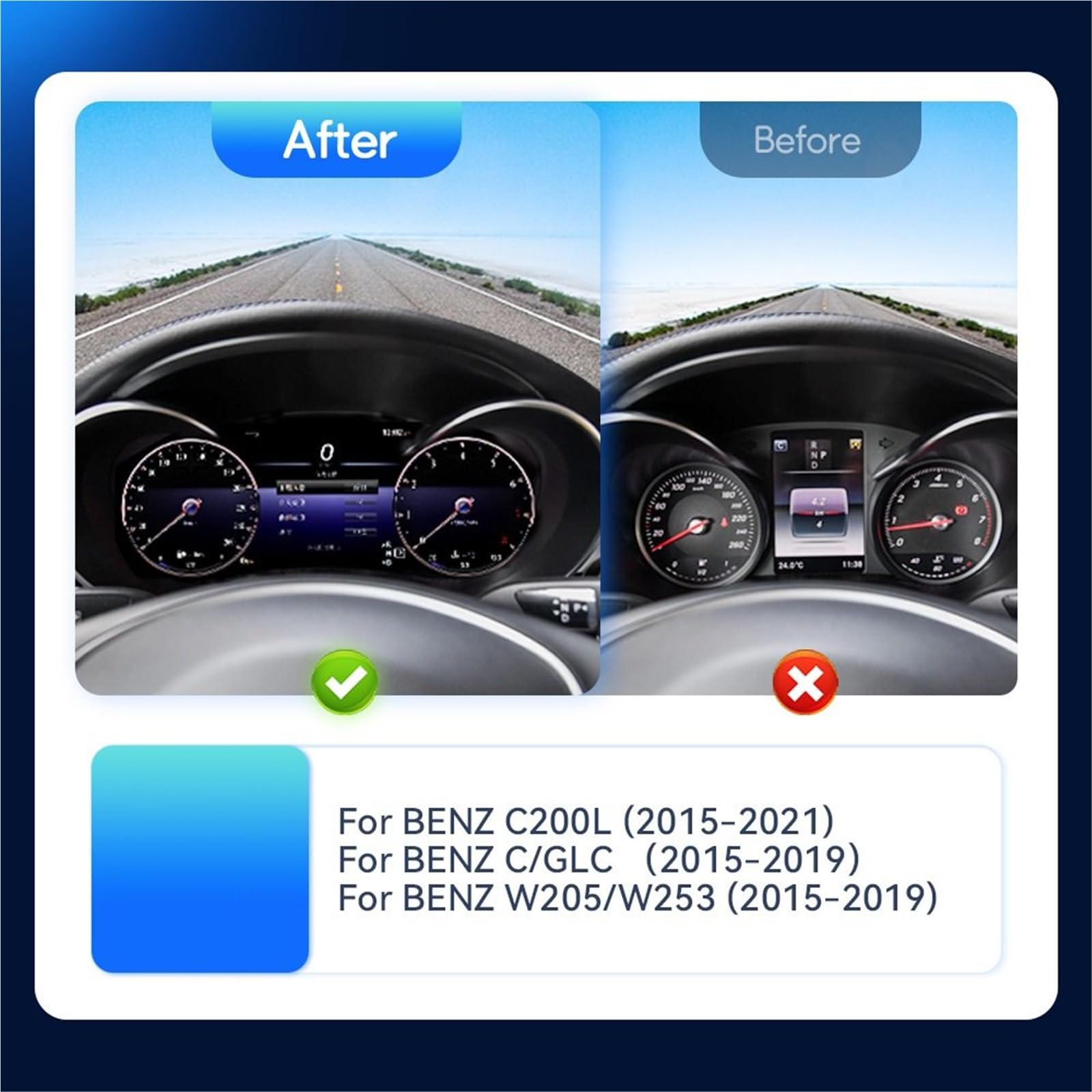 Cyfrowy miernik Do C200L C/GLC W205/W253 Wyświetlacz Head Up | 2015-2019 Panel LCD Prędkościomierz Wirtualny Instrument 12.3 ''cyfrowa Deska Rozdzielcza
