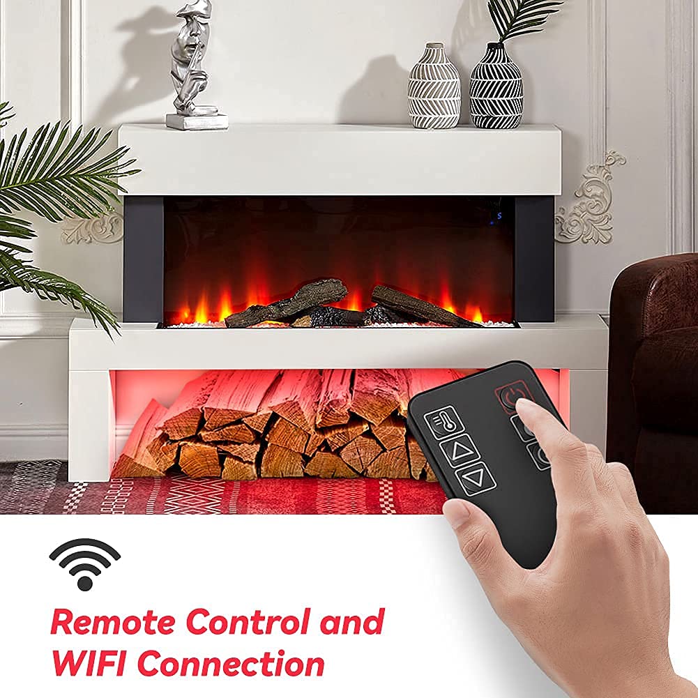 50Inch Electric Fire Freestanding White WiFi and Remote Control