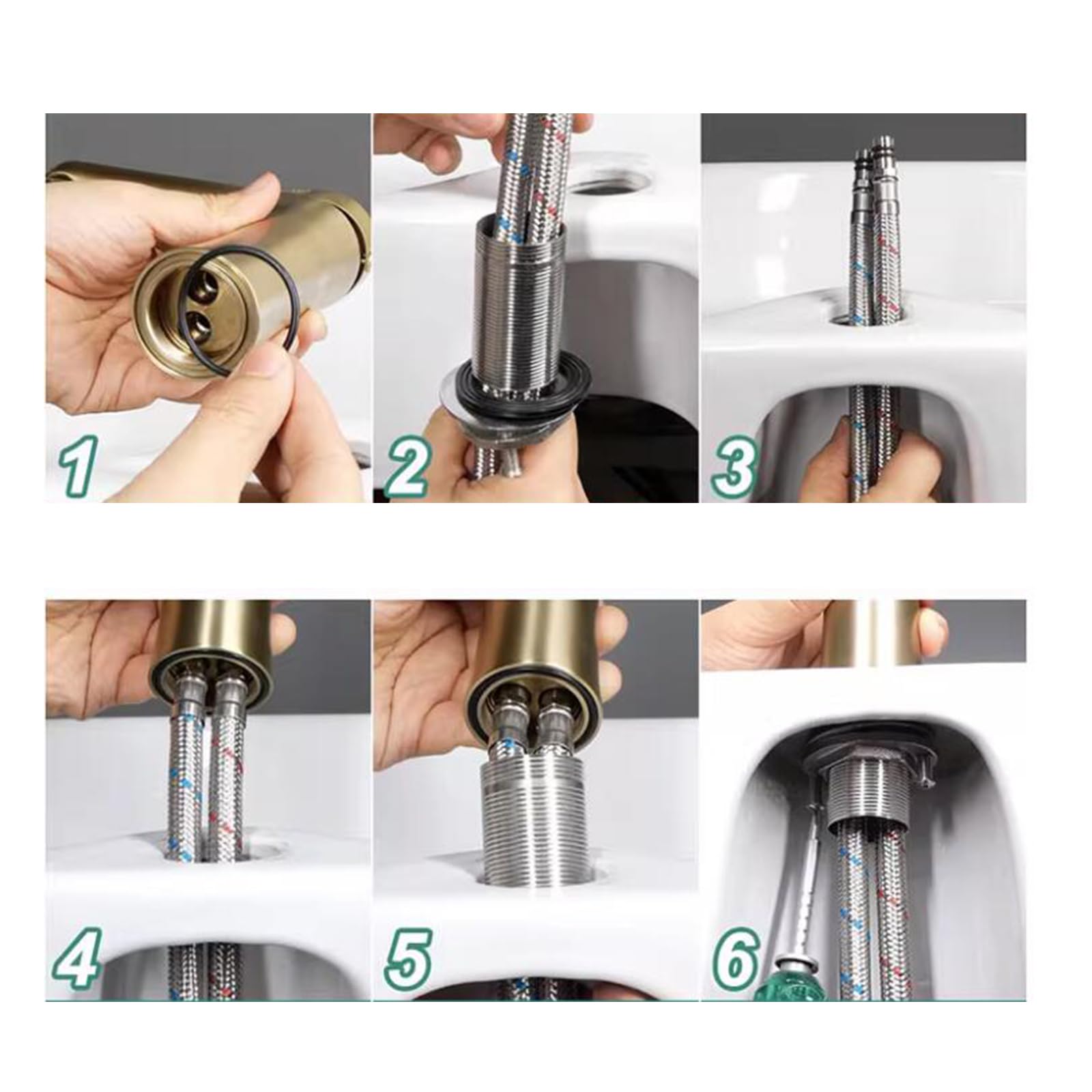 Grifo de Cocina para Ventana Grifo Abatible Cocina Girando Grifo de Fregadero Abatible Acero Inoxidable Agua Fría y Caliente-Oro Cepillado