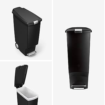Simplehumanスリム40L simplehuman 40L Slim Step Kitchen Trash Can, Black Plastic