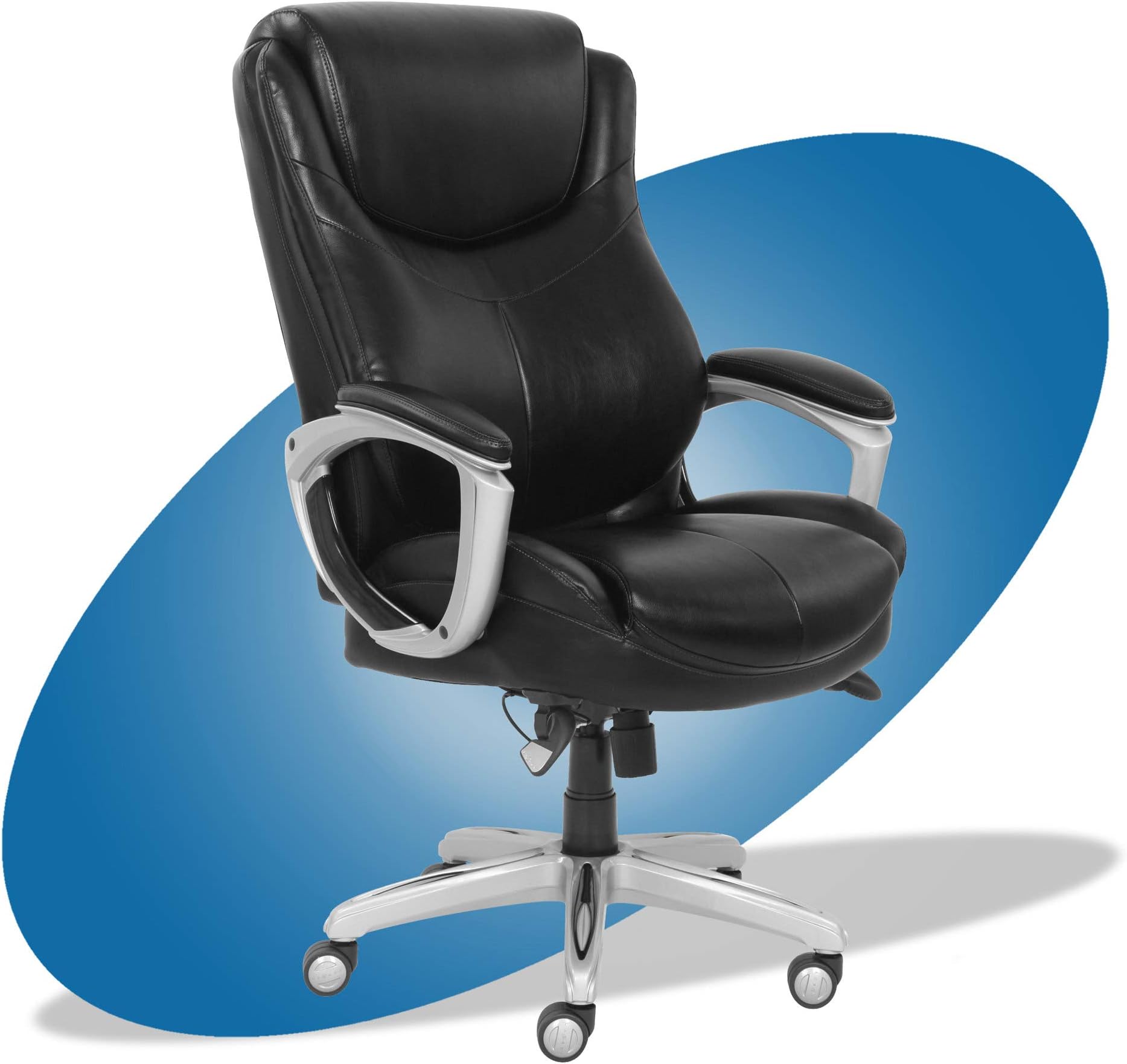La-Z-Boy Vino Executive Office Chair with Comfort Core Cushions, Ergonomic High-Back Chair with Pillowed Top Layer, Bonded Leather, Black