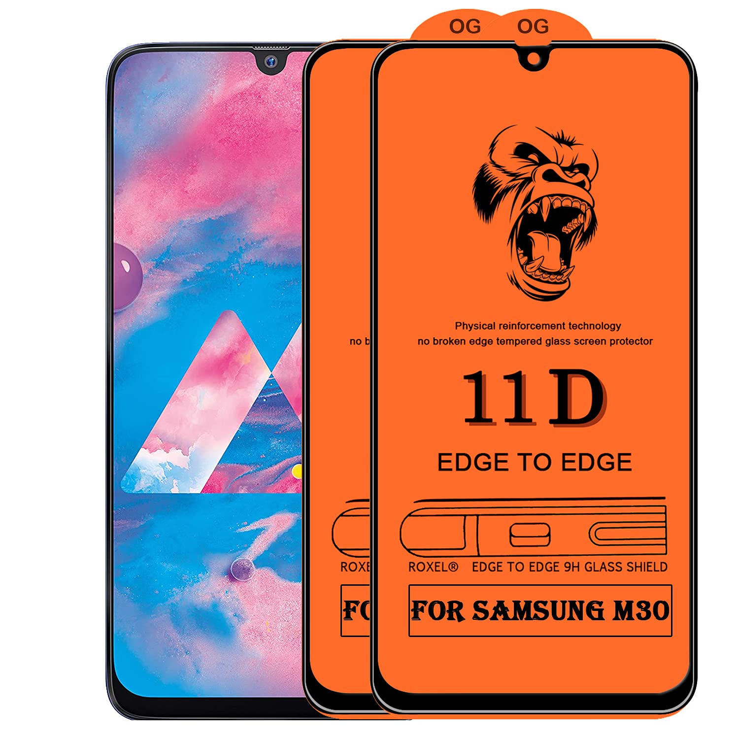 Roxel 11D Edge To Edge Gorilla Tempered Glass Compatible for Samsung Galaxy M30 (Black) [ 11D Tempered Glass, Impact Absorb, Full Adhesive Glass, With Installation Kit ] (Pack of 2) (B094DW912Q) Amazon Price History, Amazon Price Tracker